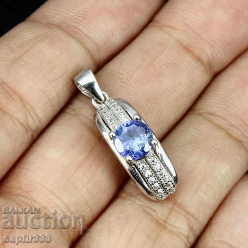 Auction FINE SILVER MEDALLION WITH NATURAL TANZANET AND ZIRCONIA Auction FINE SILVER MEDALLION WITH NATURAL TANZANET AND ZIRCONIA