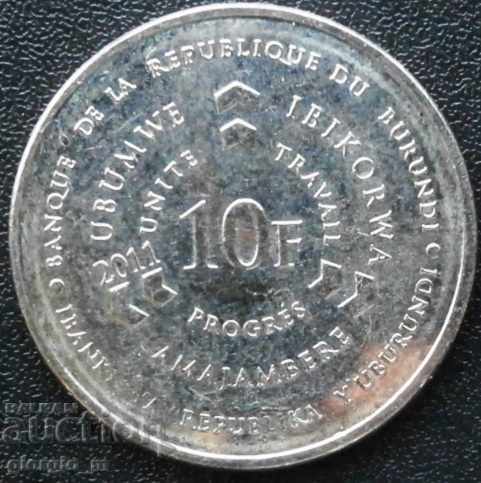 10 франка Бурунди 2011г.