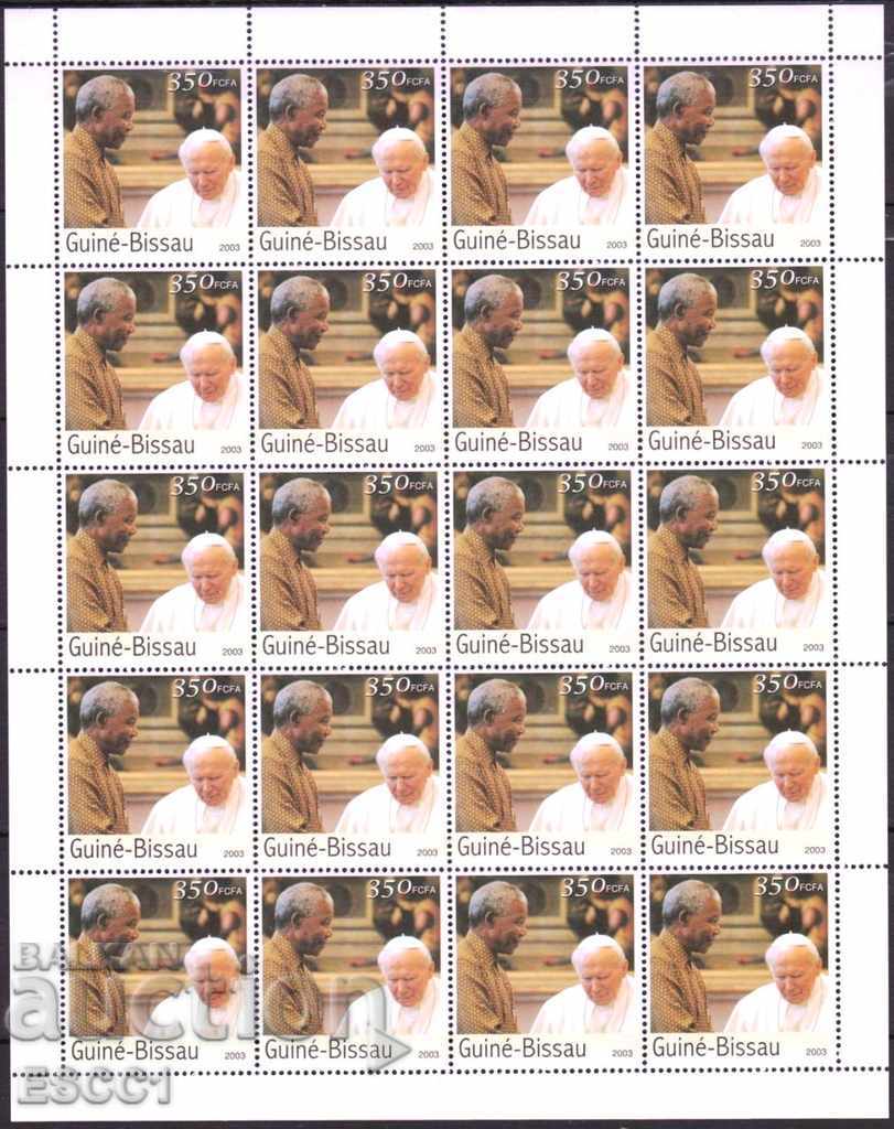 Чиста марка Папа Йоан Павел II Мандела 2003  Гвинея Бисау