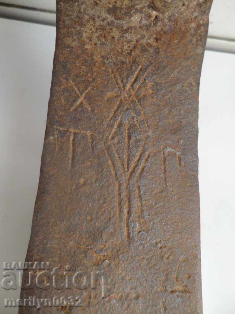 Old forged turntable, wrought iron, picking, tool, top - 6