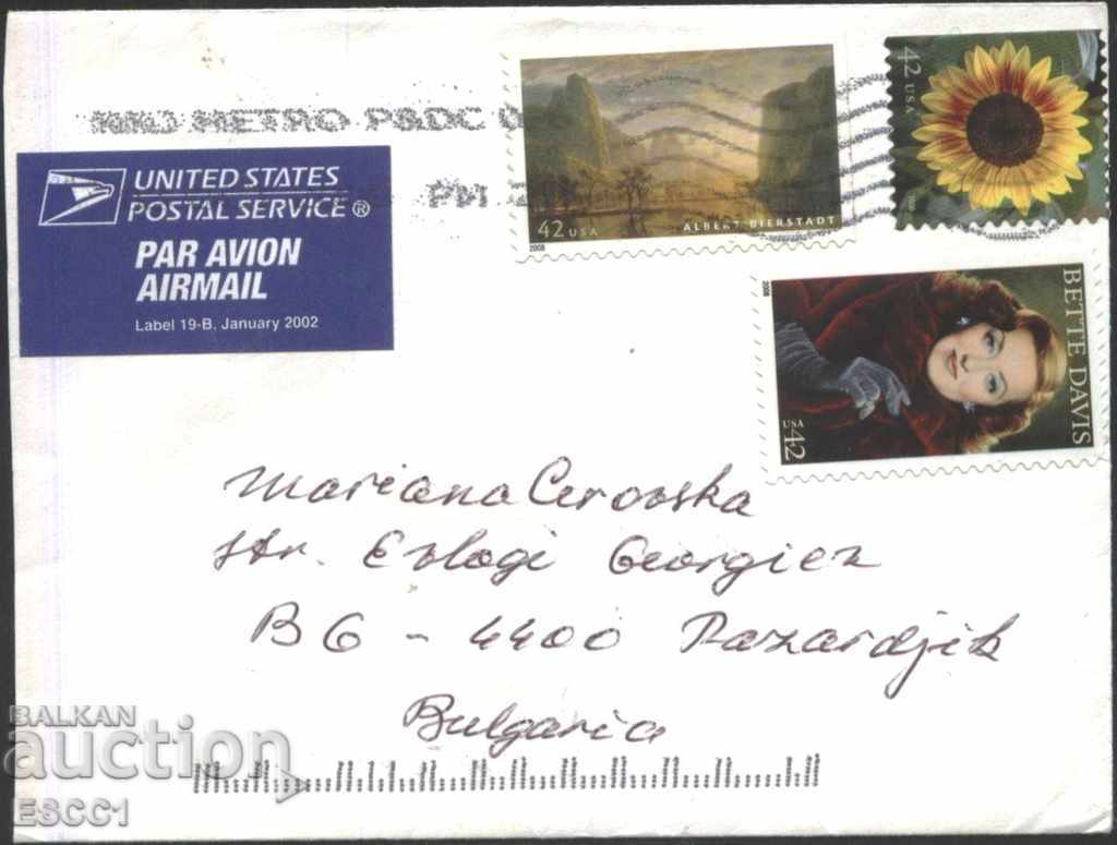 Traveled Envelope with Marks Painting, Sunflower, B Davis 2008 USA