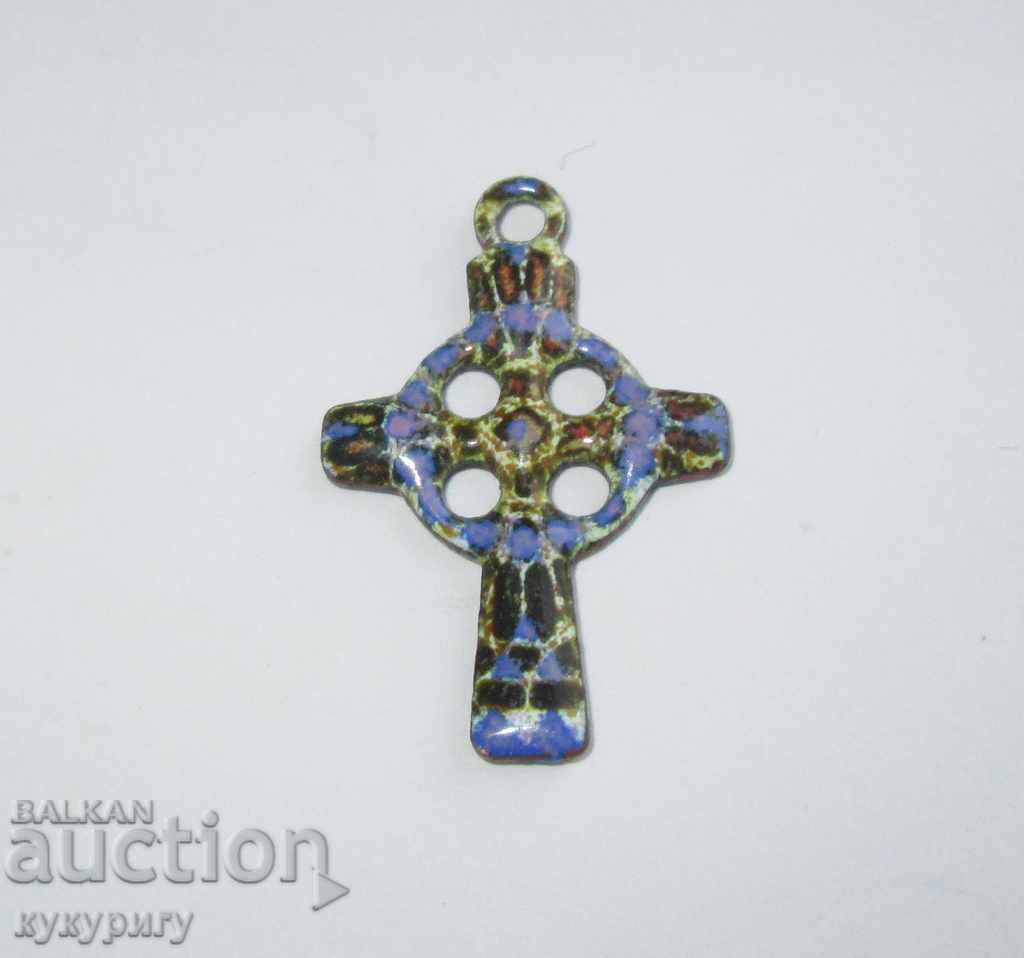 Old pendant enamel enamelled cross cross pendant