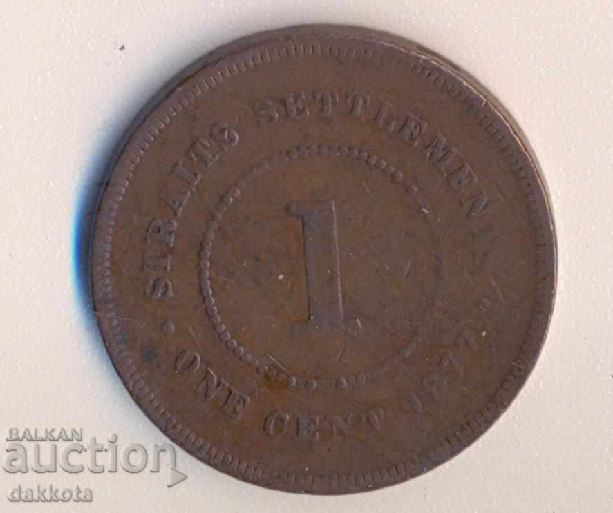 Стрейтс сетлементс 1 цент 1877 година