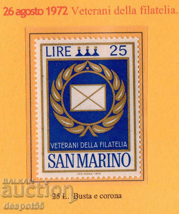 1972. San Marino. În onoarea veteranilor filatelici.