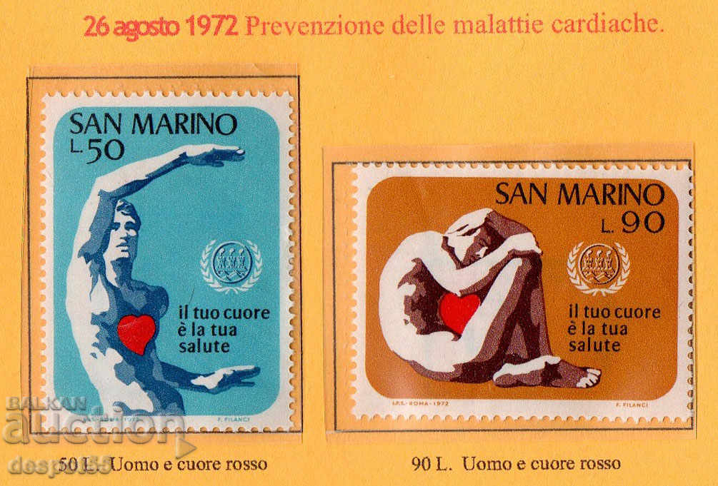 1972. San Marino. Combaterea bolilor cardiace.