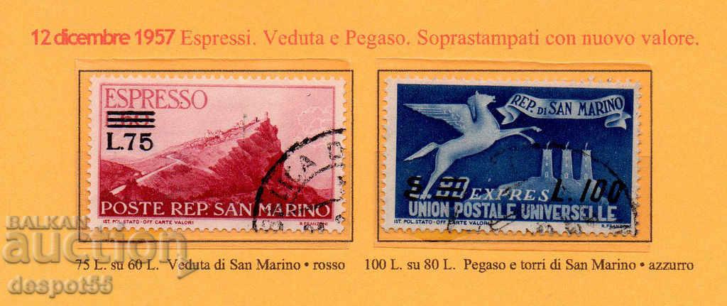 1957. San Marino. Marci scumpe cu valori noi. NADP.