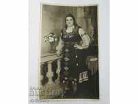 Ancient picture woman girl with folk costume Kingdom Bulgaria