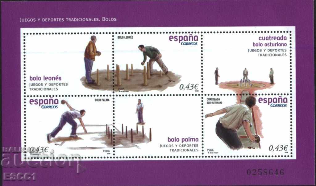 Чисти марки в лист Традиционни видове спорт 2008 от Испания