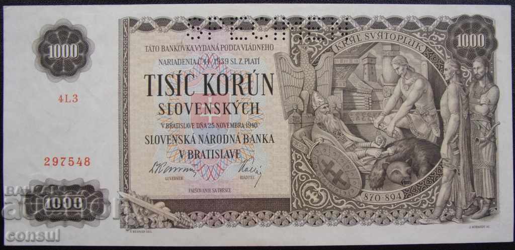 Slovacia 1000 Krones 1939 Foarte rare
