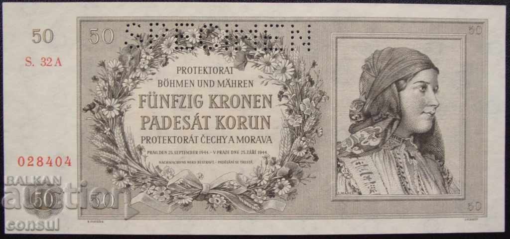 Boemia și Moravia 50 de coroane 1944 Foarte rare