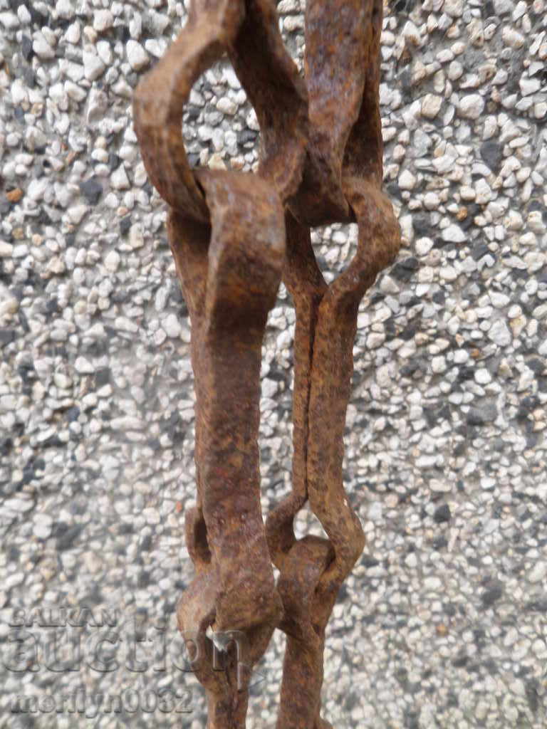 Δημοπρασία Παλιά αλυσίδα από σφυρήλατο σίδερο με γάντζο, αλυσίδα με γάντζο εστίας Δημοπρασία Παλιά αλυσίδα από σφυρήλατο σίδερο με γάντζο, αλυσίδα με γάντζο εστίας