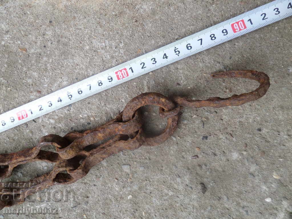 Παλιά αλυσίδα από σφυρήλατο σίδερο με γάντζο, αλυσίδα με γάντζο εστίας - 5 Παλιά αλυσίδα από σφυρήλατο σίδερο με γάντζο, αλυσίδα με γάντζο εστίας - 5