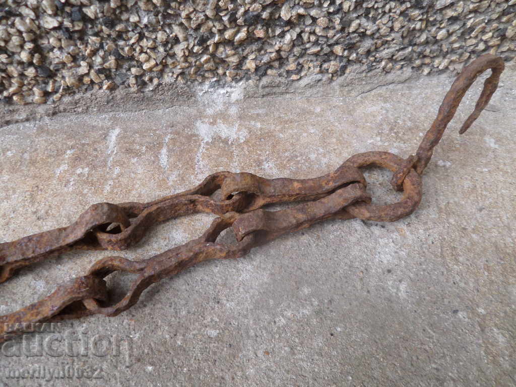 Παλιά αλυσίδα από σφυρήλατο σίδερο με γάντζο, αλυσίδα με γάντζο εστίας - 7 Παλιά αλυσίδα από σφυρήλατο σίδερο με γάντζο, αλυσίδα με γάντζο εστίας - 7