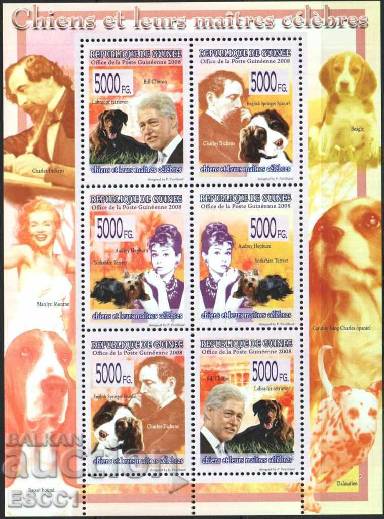 Чисти марки Кучета и Известни личности 2008 от Гвинея