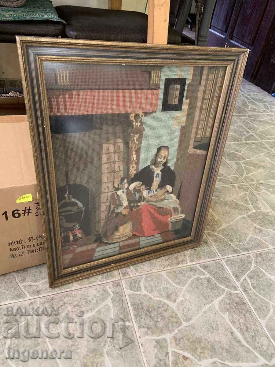 Auction Gobelin Embroidered Panel Picture Frame Glass - 54 x 33 cm Auction Gobelin Embroidered Panel Picture Frame Glass - 54 x 33 cm