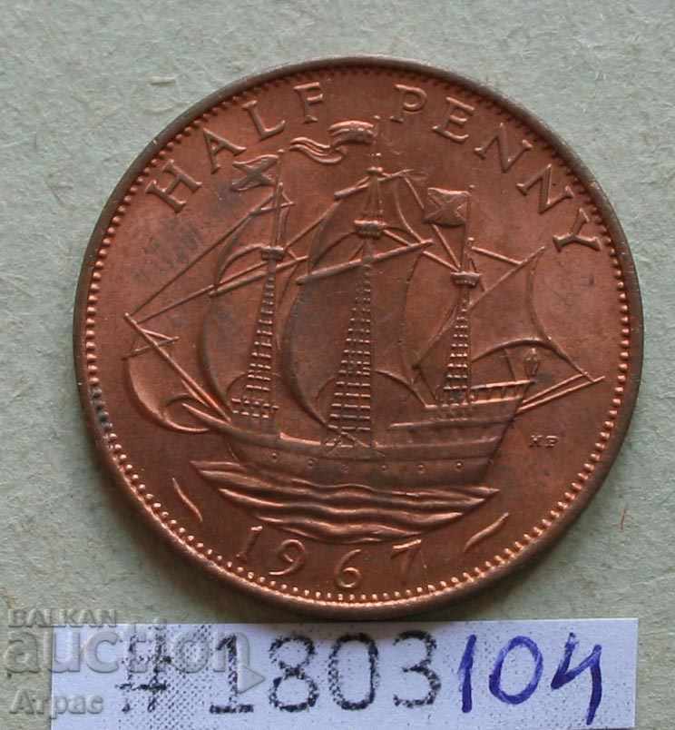 1/2 penny 1967 United Kingdom - stamp -UNC