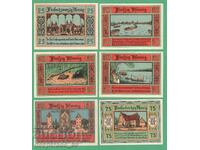 (¯`'•.¸NOTGELD (гр. Aken ) 1921 UNC -6 бр.банкноти¸.•'´¯)