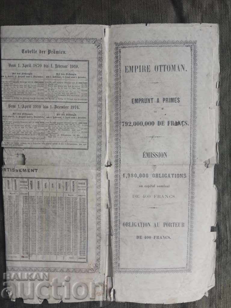 Licitație Legătura otomană din anii 1870.