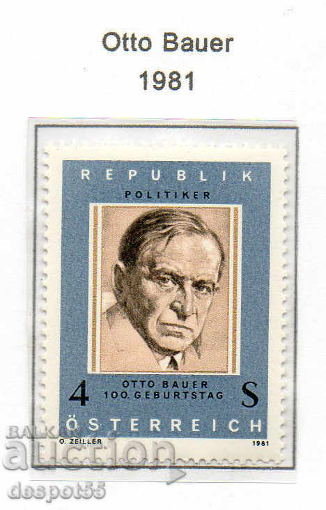 1981. Αυστρία. Otto Bauer, Αυστριακός πολιτικός.