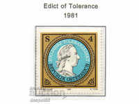1981. Австрия. 200-годишнина на Едикта за толерантността.