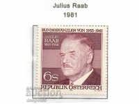 1981. Austria. Julius Raab, Federal Chancellor.