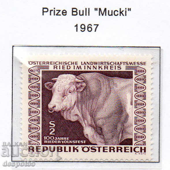 1967. Αυστρία. 100-year-old ζώων δίκαιη - βραβευμένη ταύρος.