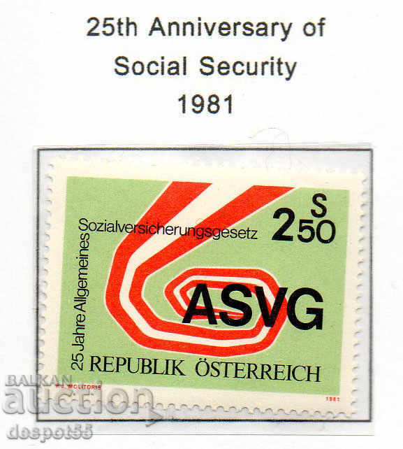 1981. Αυστρία. 25 χρόνια κοινωνικής ασφάλισης (ASVG).