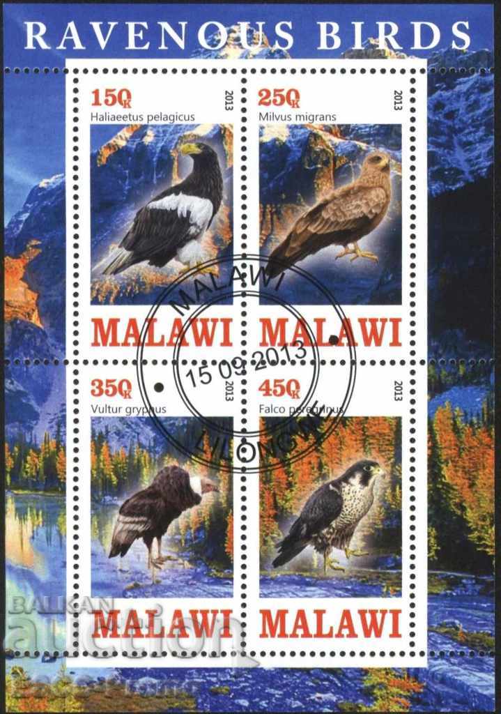 Клеймован блок Фауна Хищни Птици  2013 от Малави