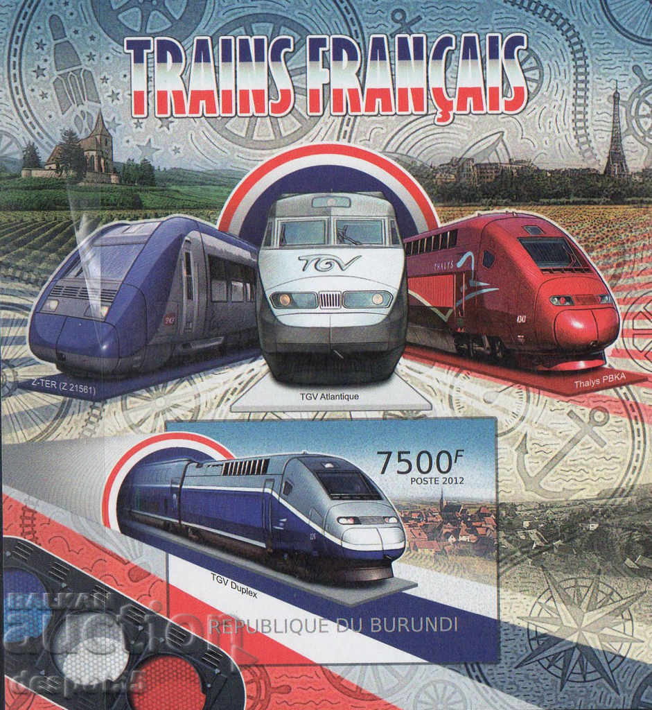 2012. Бурунди. Транспорт - Френски влакове. Блок.