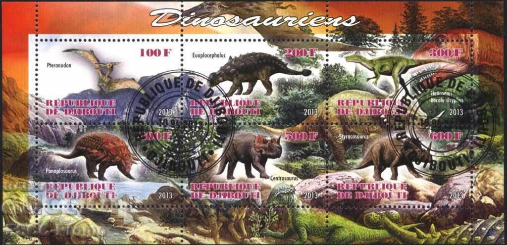 Клеймован блок  Фауна  Динозаври  2013 от Джибути
