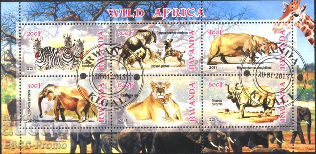Клеймован блок Фауна Африкански диви животни 2013 Руанда