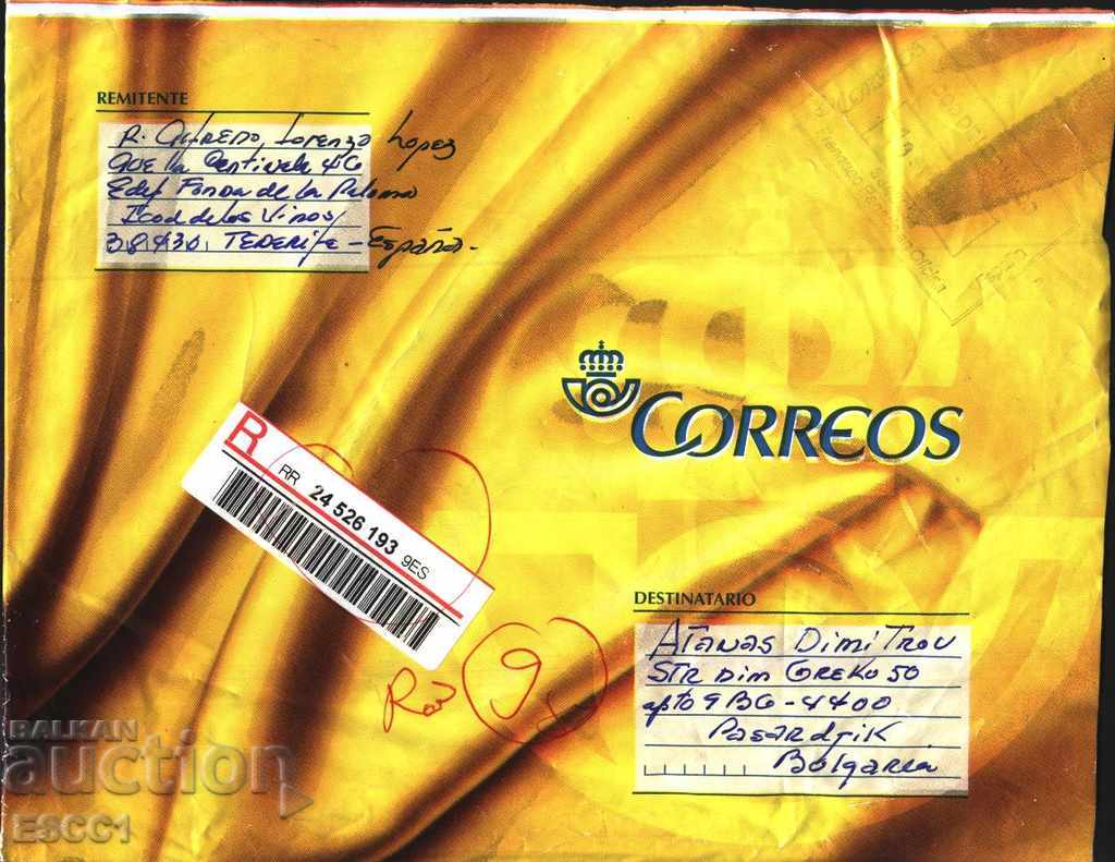 Пътувал  плик (препоръчано писмо)  2008 от  Испания