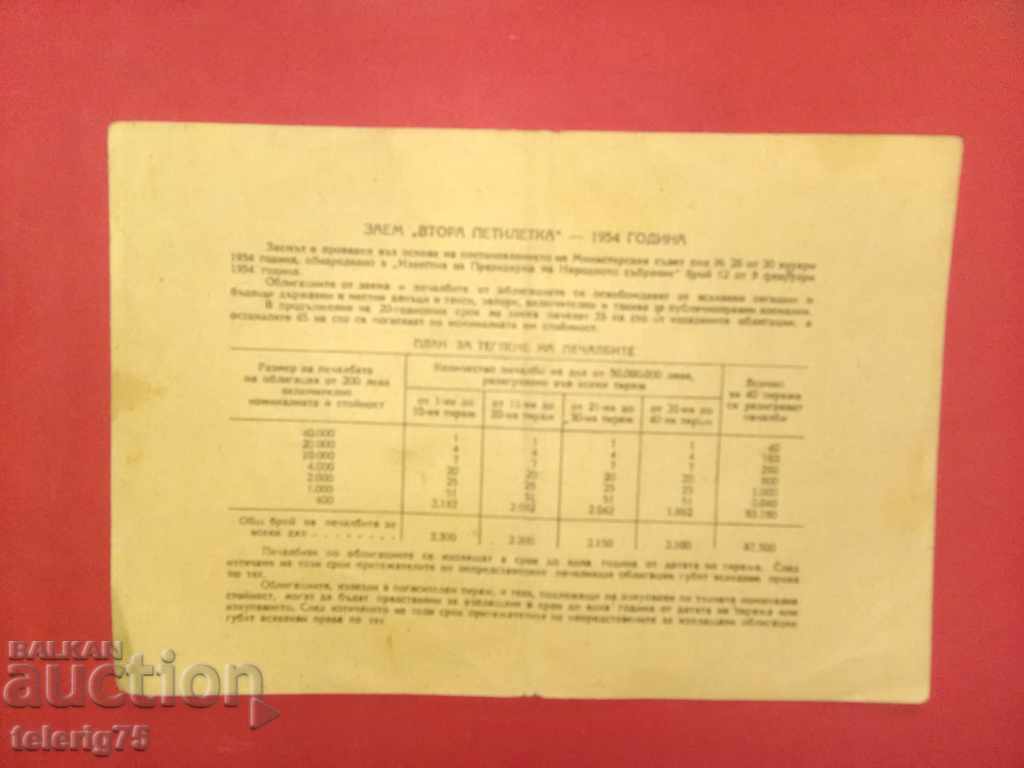 Bond-State Loan-Second Five-Year Plan-20leva-1954г. with price 6.00 BGN | € 3.07 Bond-State Loan-Second Five-Year Plan-20leva-1954г. with price 6.00 BGN | € 3.07