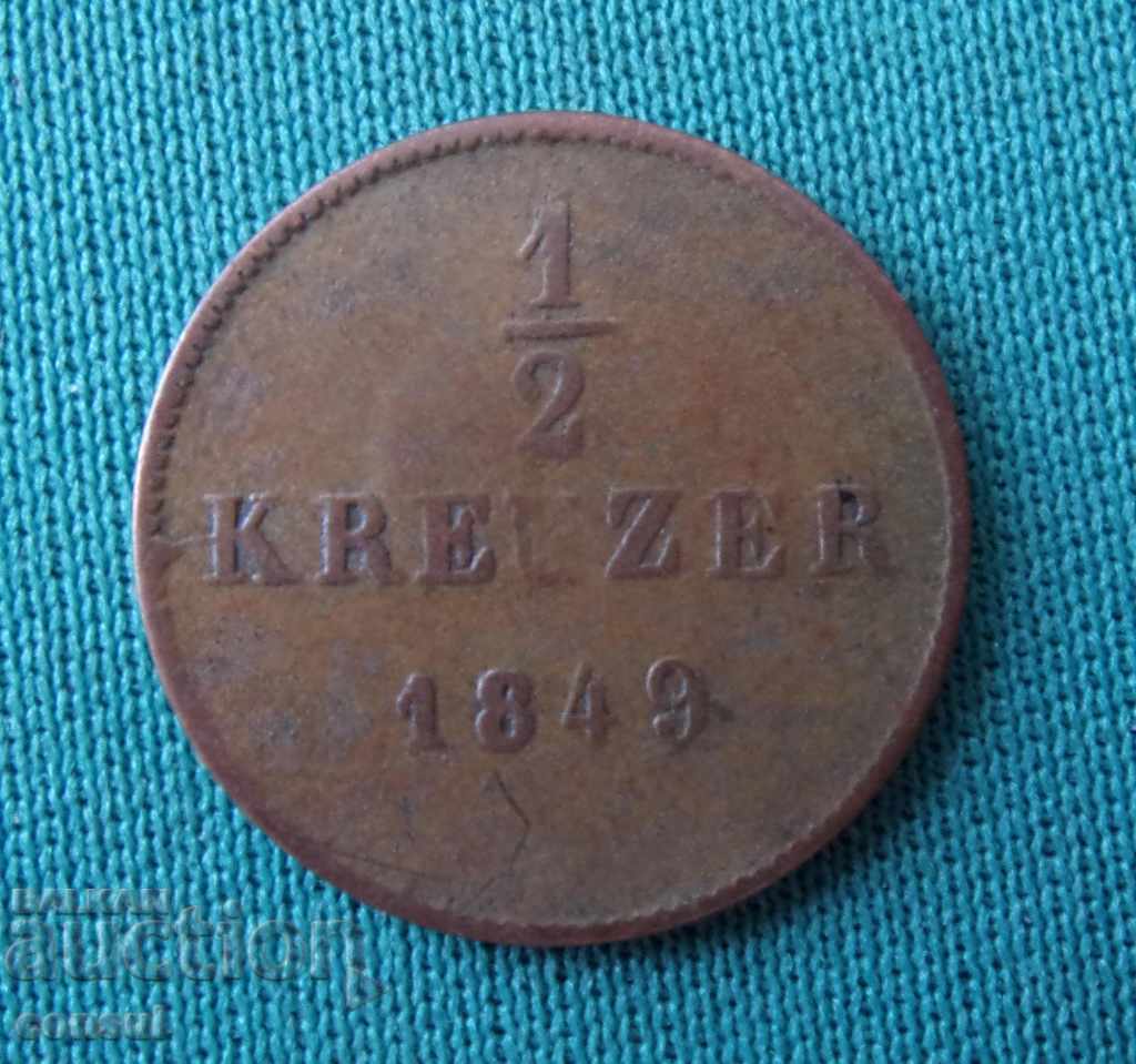 Вюртенберг  ½  Кройцер  1849  Rare
