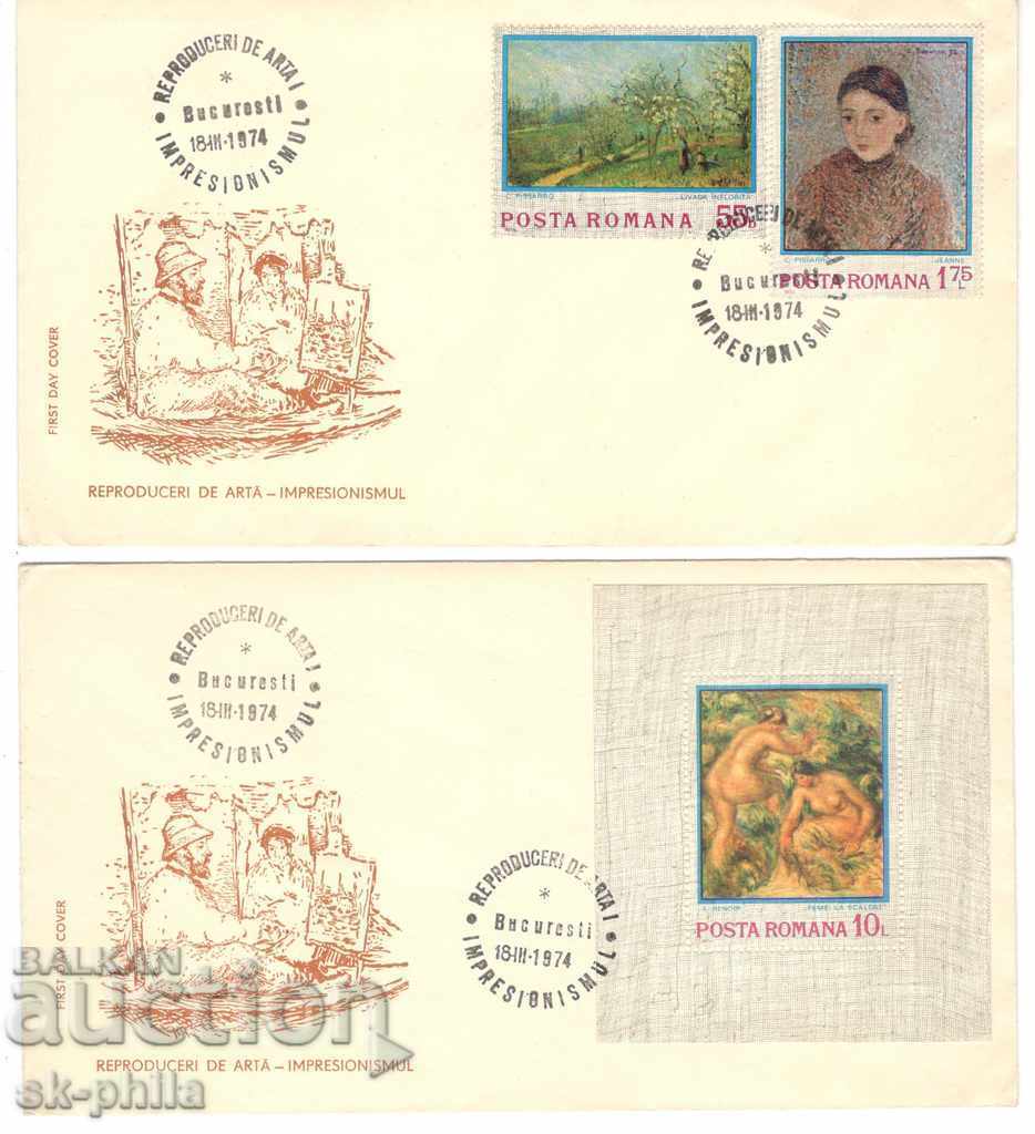 Първодневен плик - Румъния, Живопис - 4 плика с цена 4.00 лв. | € 2.05 Първодневен плик - Румъния, Живопис - 4 плика с цена 4.00 лв. | € 2.05