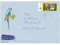 Пощенски плик - пътувал - марка за футбол и релефен папагал