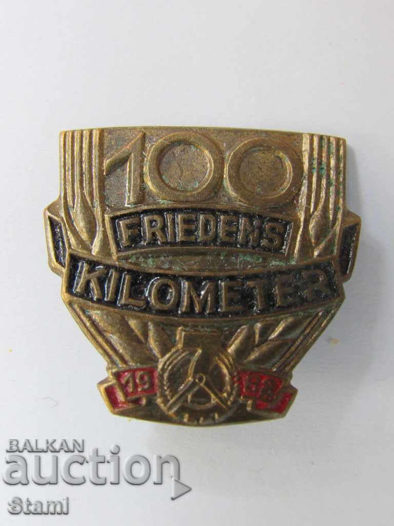 Auction Badge-100 Friedens Kilometer GDR, 1961 Auction Badge-100 Friedens Kilometer GDR, 1961