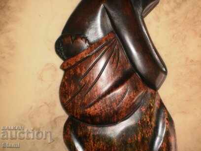 Wooden woman with a girl from Ghana-4 - 5 Wooden woman with a girl from Ghana-4 - 5