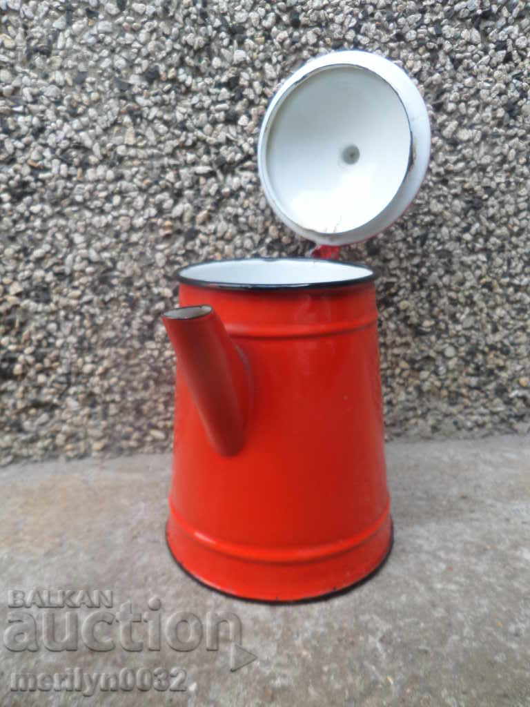 Enamelled teapot made of salt container with enamel jade jug - 6 Enamelled teapot made of salt container with enamel jade jug - 6