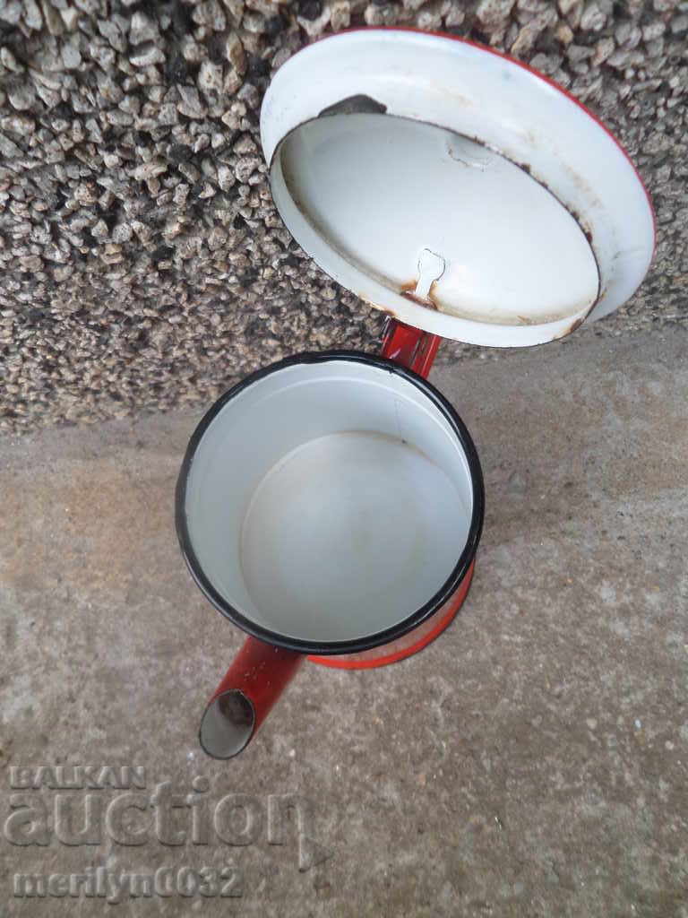 Enamelled teapot made of salt container with enamel jade jug - 7 Enamelled teapot made of salt container with enamel jade jug - 7