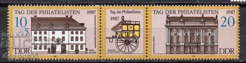 1987. GDR. Postage stamp day. Strip.