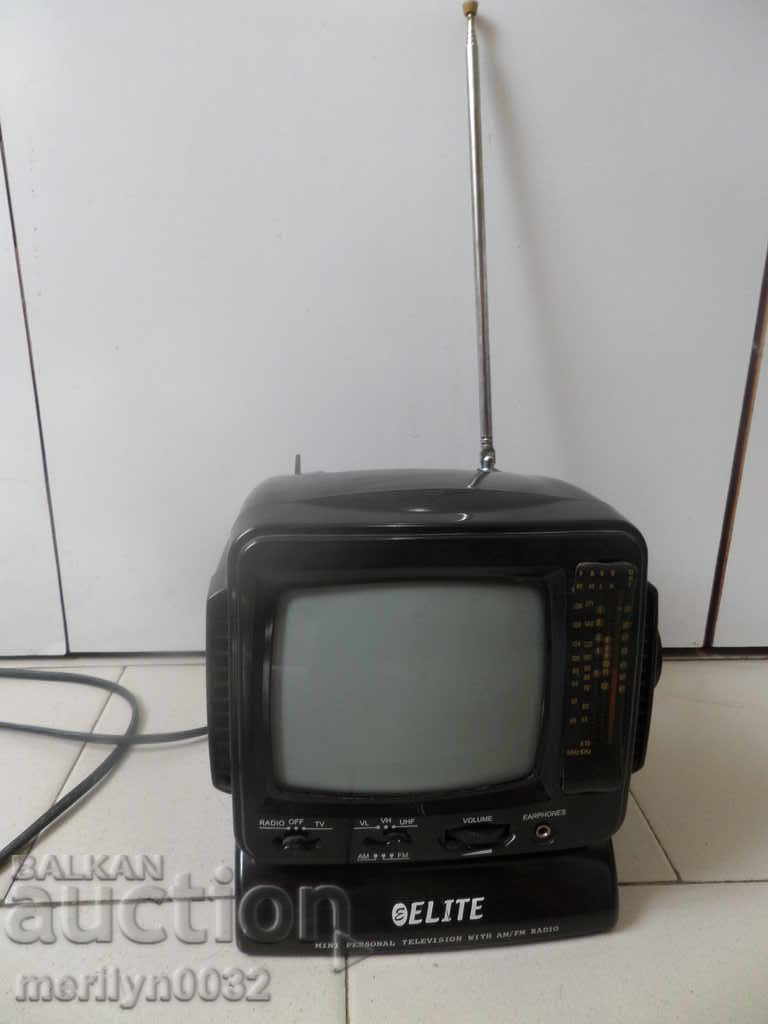A small black and white TV