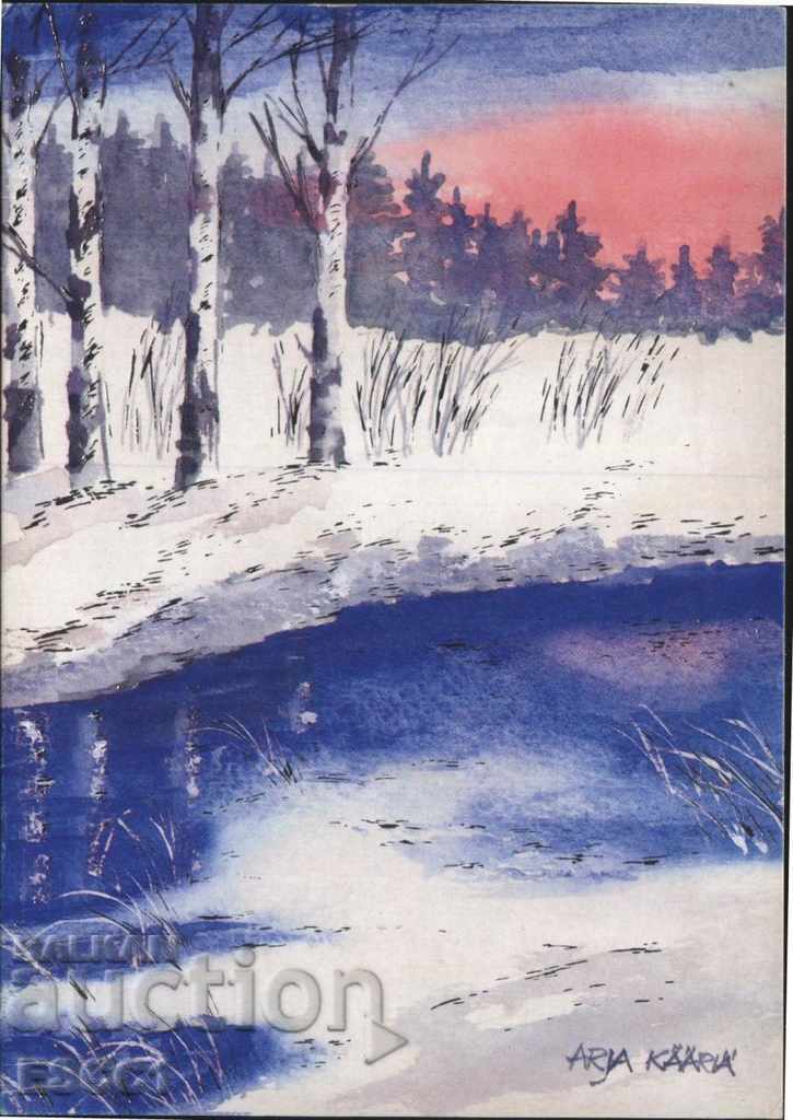 Carte poștală Crăciun fericit 1989 din Finlanda