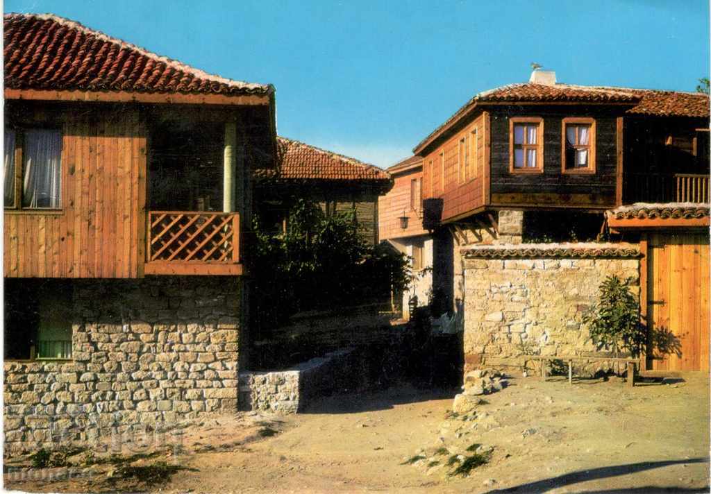 Old card - Nessebar, Old houses