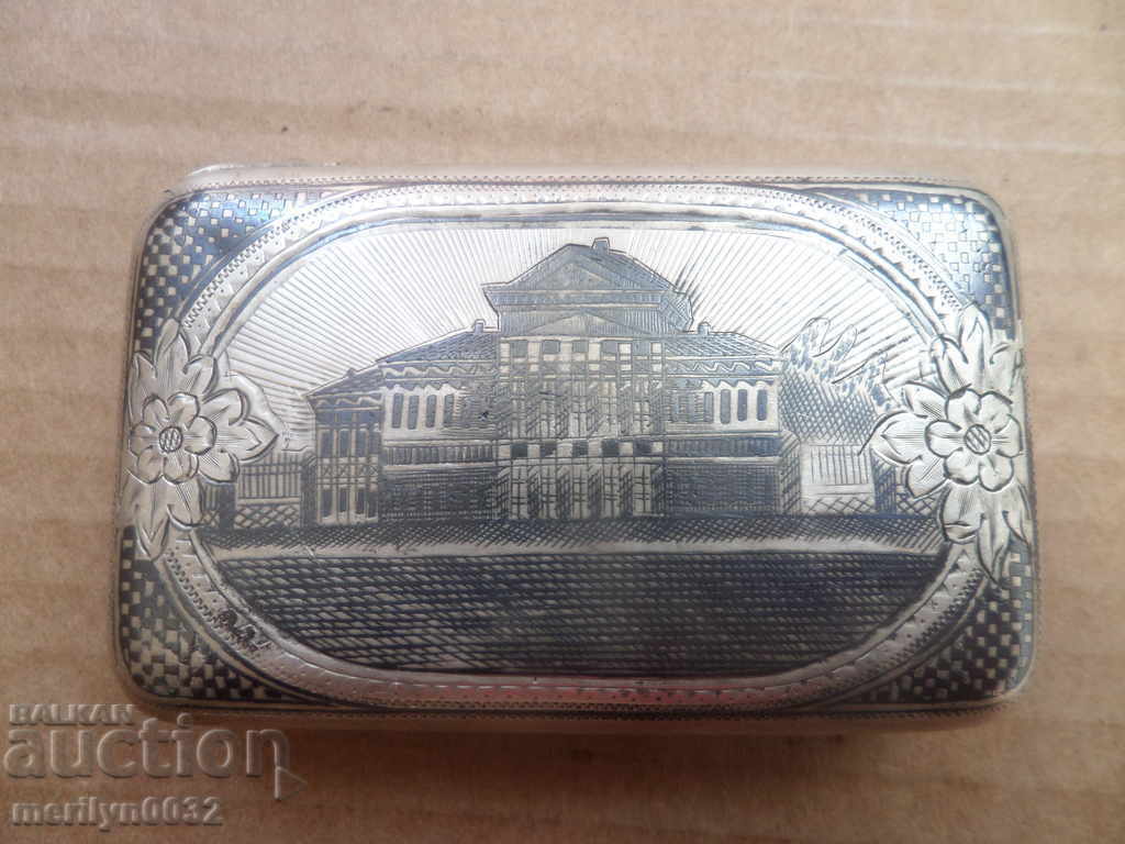 Russian tobacco box, tobacco case, silver, niello, hallmark 84, 1899 with price 995.00 BGN | € 508.74 Russian tobacco box, tobacco case, silver, niello, hallmark 84, 1899 with price 995.00 BGN | € 508.74