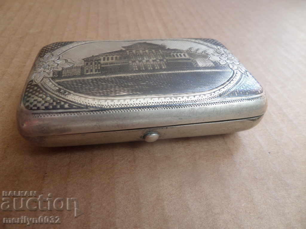 Руска кутия за тютюн табакера сребро нияло печат 84 1899год