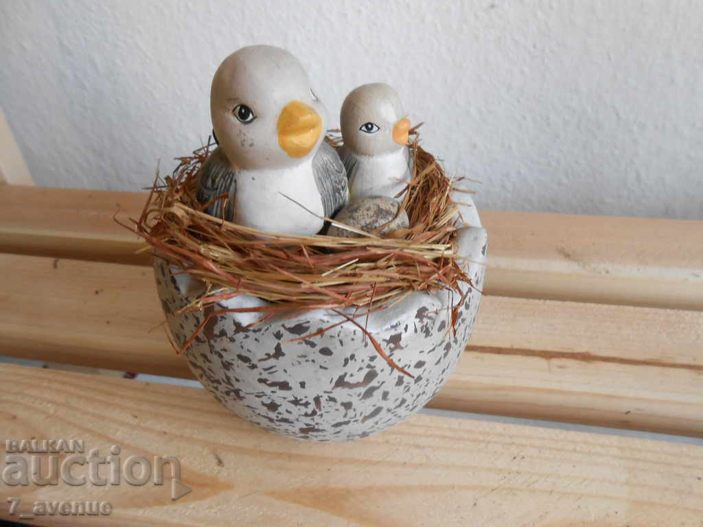 Decoration, nest - egg with two chicks, super cute