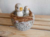 Διακόσμηση, φωλιά - αυγό με δύο νεοσσοί, σούπερ χαριτωμένο