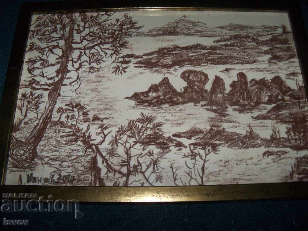 Auction River landscape, art. Desislava Ilieva, graphic, signed Auction River landscape, art. Desislava Ilieva, graphic, signed