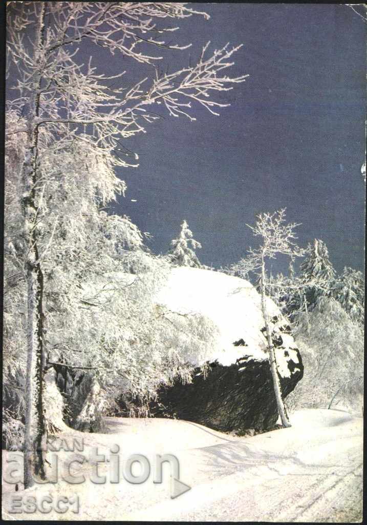Пътувала пощенска картичка Планина Столове Зима 1988 Полша